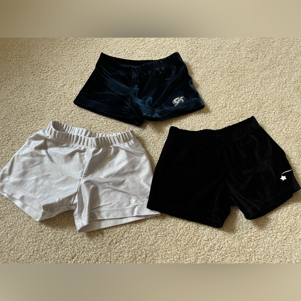Destira and GK gymnastics cheer shorts. Child size medium